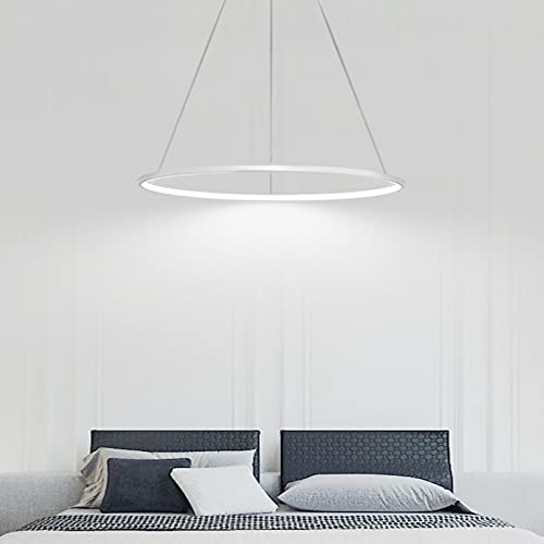 SHZICMY 34W LED Hänge-Lampe Einfache kreative Pendel-Leuchte Ring Design Küche Esszimmer Kronleuchter Deckenlampe (Silber) von SHZICMY