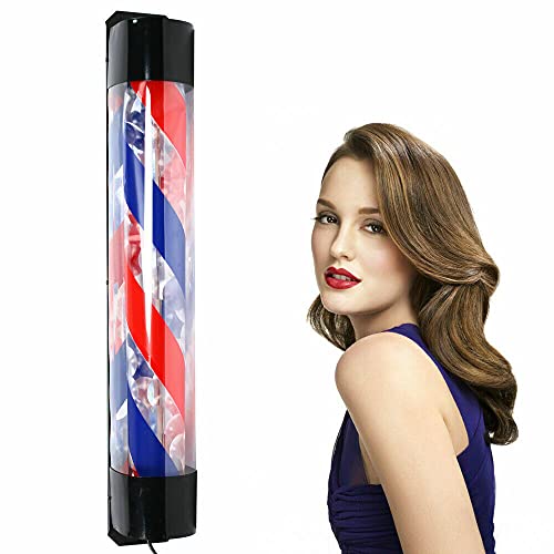 36 Zoll Barber Pole LED Licht Friseursalon Rotierendes Wandleuchte Wasserdichter Rot & Blau & Weiß Streifen Sign Light 90 * 14,5 * 14,5 cm von SHZICMY