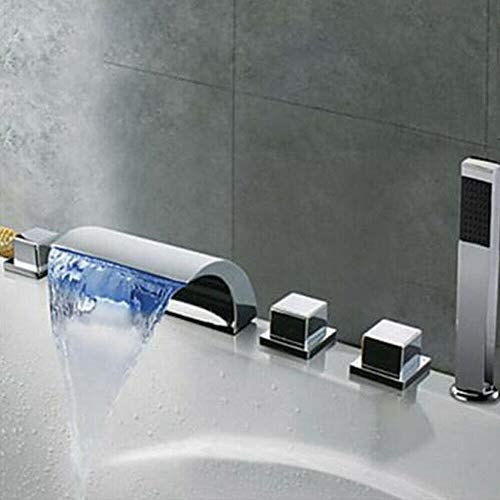 Badewannenarmatur LED Wasserfall Badarmatur 5 Loch Wannenrandarmatur Wasserfall Badewanne Wasserhahn Badewannenarmatur LED Wasserfall Badarmatur 5 Loch Wannenrandarmatur Wasserfall Badewanne Wasserhahn von SHZICMY