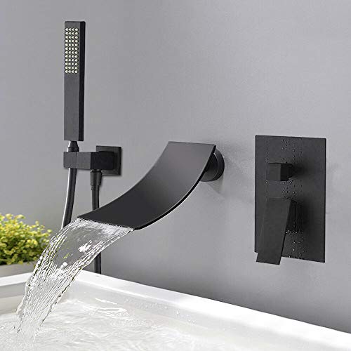 Badewannenarmatur mit Brause, Wannenarmatur Schwarz Wasserfall Wasserhahn Badewanne Wasserhahn für Badezimmer Badewannenarmatur mit Brause, Wannenarmatur Schwarz Wasserfall Wasserhahn Badewanne Wasserhahn für Badezimmer von SHZICMY