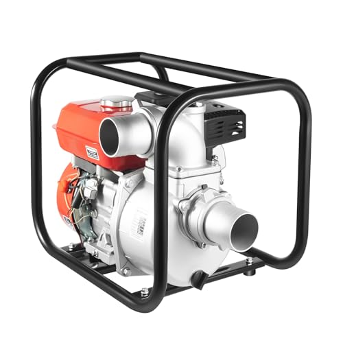 Benzin Wasserpumpe 7,5 PS Benzinmotorpumpe 35,000L/h, 30m Förderhöhe, Gartenpumpe Benzin Schmutzwasserpumpe mit 80mm (3") Anschluss 4-Takt-Motor von SHZICMY