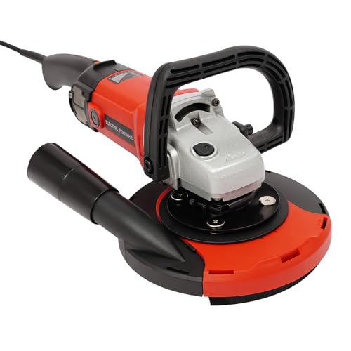 Betonschleifer 180 mm, Betonfräse Set 1580 W mit 6 Gänge (600–3000 U/min) Drehzahlregelung und Staubabsaugung, Vielseitiger Putz- und Winkelschleifer (Rot) von SHZICMY