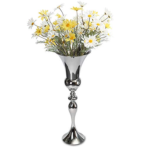 Bodenvase, Vase Blumenvase Gefäß Pokalvase Dekovase Metall Silber Antique Blumenständer 74 cm für Hochzeit Tisch Mittelstück Dekoration von SHZICMY
