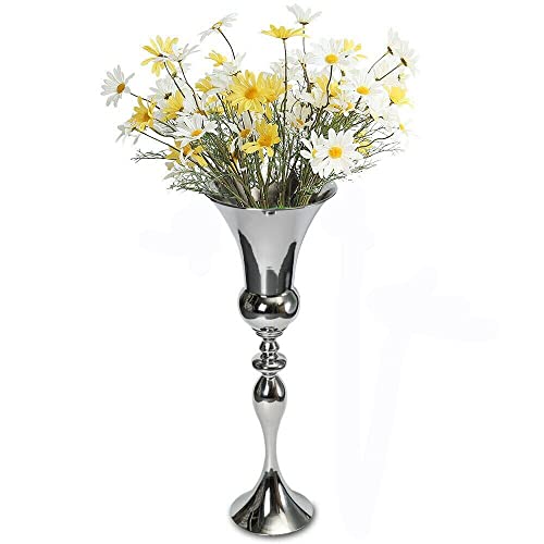 Bodenvase Groß Silber Vase Metallvase Hoch 74cm Blumenvase für Hochzeit und Home Dekor von SHZICMY