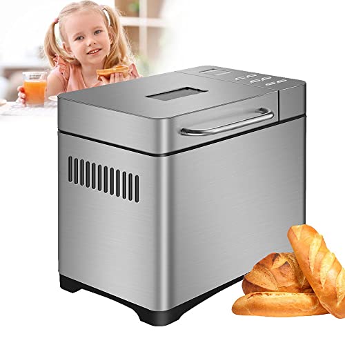Brotbackautomaten 19 IN 1, Edelstahl Brotbackautomaten mit Digital Touch Panel, 650W Brotbackmaschine mit Automatische Zutatenbox von SHZICMY