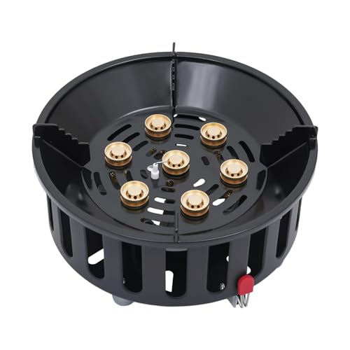 Campingkocher Gas 21000W Tragbarer Gaskocher Einstellbarer Camping Gasherd mit 7 Brennerköpfen und 3 Adaptern für Wandern, Trekking, Picknick, Küche Outdoor von SHZICMY