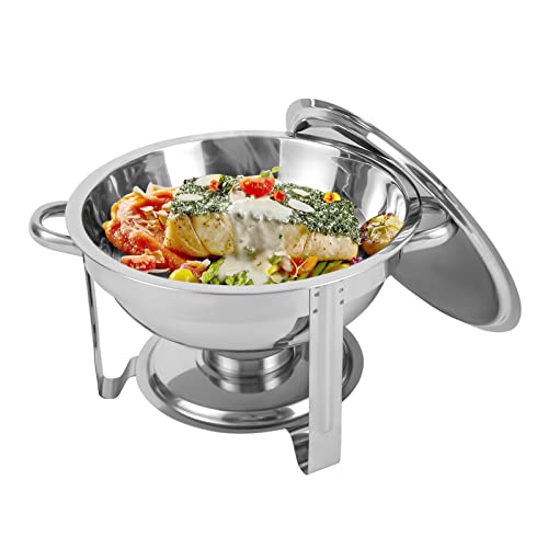 Edelstahl Chafing Dish Rund 3.5L,Warmhaltebehälter Speisenwärmer Wärmebehälter Bain Marie Rechaud Chafing Dishes für Buffet Catering Gastro Party von SHZICMY