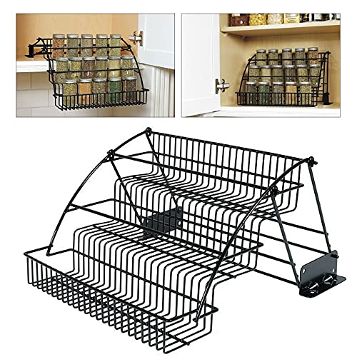 Gewürzregal Stehend aus Metall 3 Tier Aufbewahrungsregal aufbewahrung regal gläser flasche gewürz stand Kitchen Spice Rack, Schwarz 34*20*22cm von SHZICMY