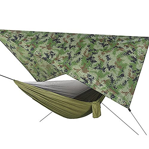 SHZICMY Hängematte Outdoor mit Moskitonetz, Camping Taktische Hängematte Tarp Kit Ultra-Licht Atmungsaktiv mit Hängematte Befestigung Aufhängung 200kg Tragelast (290 x 140cm) von SHZICMY