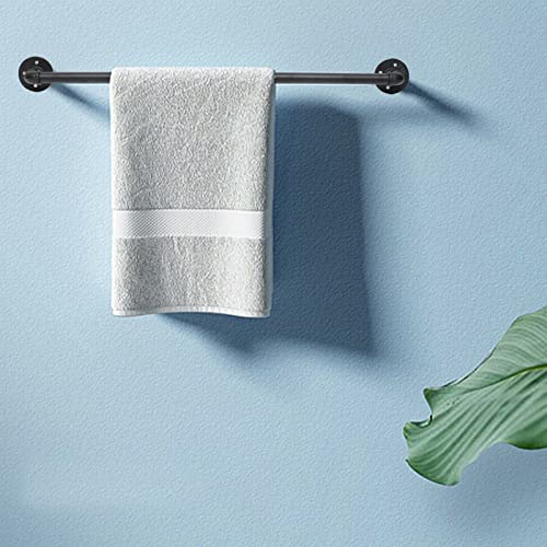 Handtuchhalter Industrie Look Wasserrohr Eisen Handtuchstange Wall-Mount Towel Rack für Schlafzimmer, Garderobe, Bad, Lager 90cm Schwarz von SHZICMY