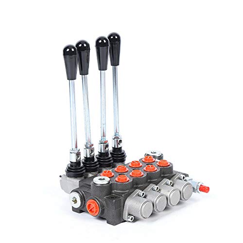 SHZICMY Hydraulikventil Monoblock, 4-Fach 40L/min Hydraulischer Wegeventilblock Handzugventil Handsteuerventil Handhebelventil G1/2" Anschluss Joystick Steuerventil für Traktoren Lader von SHZICMY