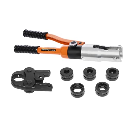 Hydraulisch Rohrpresszange, Profi Presszange Kupferrohr mit M12, M15, M18, M22, M28 Schnellwechselbacken, 360° drehbares Crimpzange-Pressset für Kupferrohr Und Verbundrohr von SHZICMY