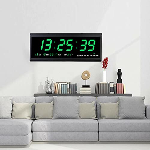 LED Digitale Wanduhr, Kostenpflichtig Große Digital Wanduhr mit Datumanzeige&Temperatur, Einstellbare Helligkeit Geeignet für Schlafzimmer Nachttisch von SHZICMY