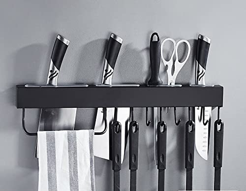 Messerhalter Wandmontage Multifunstion Kitchen Storage Edelstahl Küchenutensilien-Set Storage Holder mit 10 Haken für Küche Aufhängen Messern, Geschirrtüchern, Küchenutensilien von SHZICMY