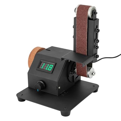 Mini Bandschleifer, 350W Bandschleifmaschine Elektrischer Schleifer mit 10pcs Schleifbänder Geliefert, 0-8500R/Min Verstellbarer,Geeignet zum Schleifen von Metall, Holz usw von SHZICMY