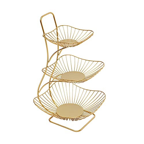 SHZICMY Obst Etagere, 3 Stöckig Obstschale Modern Obstkorb aus Metall Obstständer für Gemüse Obst Snacks (Gold) von SHZICMY
