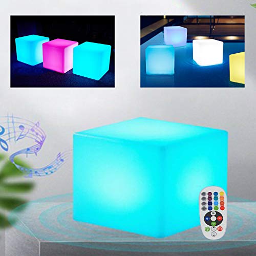 SHZICMY 16 RGB LED quadratischer Hocker energiesparender Beleuchtung, 30 cm Wasserdichtes Würfel LED Farbwechsel, Stimmungslicht, Nachtlicht mit Fernbedienung, USB von SHZICMY