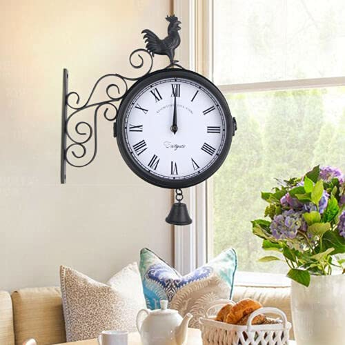 SHZICMY 30 x 9 x 37 cm Wandmontage Retro-Design Doppelseitige Wanduhr viktorianischen Design Wanduhr Outdoor und Indoor Drehbare Doppelseitige Wandhalterung von SHZICMY