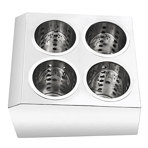 SHZICMY Besteckhalter, 4 Loch Edelstahl Zylinder Besteck Utensilienhalter Organizer Besteckkasten für Küche von SHZICMY