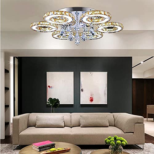 SHZICMY Deckenleuchte LED Kristall Deckenlampe Modern Blumen Hängeleuchte Deckenlicht Warmes Licht Edelstahl Kristall Schlafzimmer Esszimmer Kronleuchter a++/a 76/88w (6 LED-Deckenleuchten) von SHZICMY