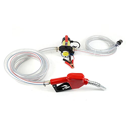 SHZICMY Dieselpumpe Heizölpumpe Selbstansaugend 12V 50L/min Kraftstoffpumpe Ölabsaugpumpe Transferpumpe Flüssigkeitspumpe Extraktor Öl Diesel Pumpe Umfüllpumpe (PVC Auslassschlauch) von SHZICMY