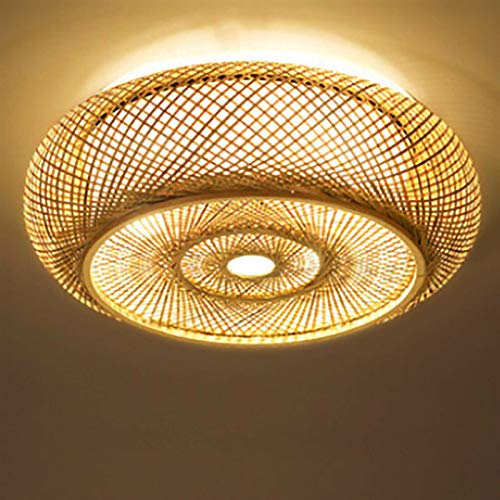SHZICMY E27 Deckenleuchte Bambus Holz Gewebt Deckenlampe Küchenlampe Wohnzimmerlampe Badezimmer Lampe für Wohnzimmer, Schlafzimmer, Büro 40cm von SHZICMY