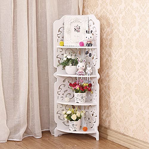 SHZICMY Eckregal mit 4 Ebenen Ablagen Bücherregal Aufbewahrungsregal Weiß Regal Organizer Badezimmer Stehend von SHZICMY