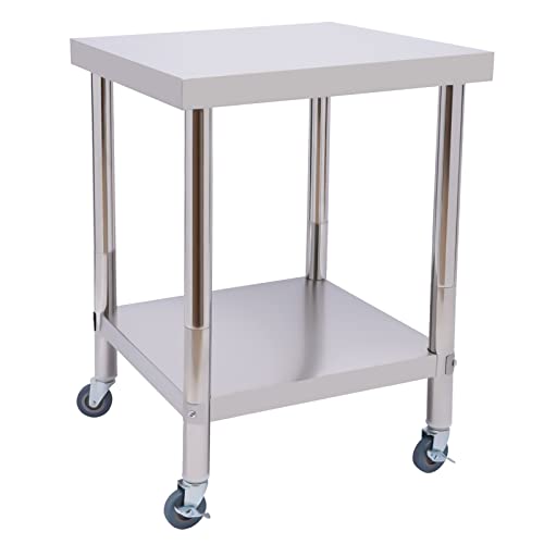 SHZICMY Edelstahl Arbeitstisch mit Rollen 60x60x85cm Gastronomie Küchentisch Lebensmittel Zubereitungstisch Gewerbliche Arbeitstisch für Küche Bar 300kg Belastung von SHZICMY