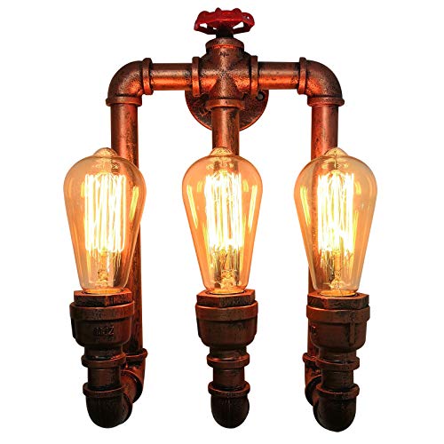 SHZICMY Industrie Wasserrohr Wandleuchte Retro Water Pipe Wandleuchter, Vintage Wandlampe für Bar Küche Wohnzimmer, ohne Glühbirne von SHZICMY