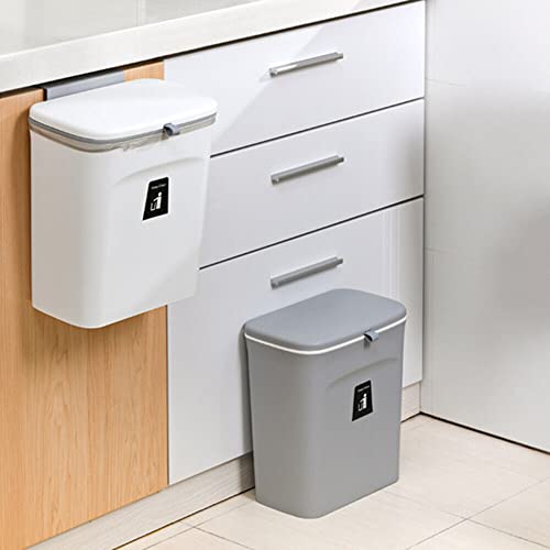 SHZICMY Mülleimer Tür Hängend Abfallbehälter, Küche Abfallsammler Bad Schranktür Abfalleimer mit Deckel 23x13x29cm (grau) von SHZICMY