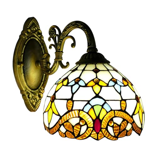 SHZICMY Viktorianisch Wandleuchte Tiffany-Stil Deko Leuchte E27 Vintage Wandlampe Lampenschirm Retro Lampen Kuppel Leuchte Wohnzimmer Schlafzimmer von SHZICMY