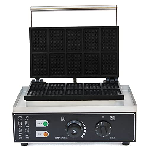 SHZICMY Waffeleisen für 10 Belgische Waffeln, Elektrische Waffelmaschine, Waffelautomat mit Antihaftbeschichtung, Praktisches Eiswaffeleisen,Waffelgerät Edelstahl 1500W von SHZICMY