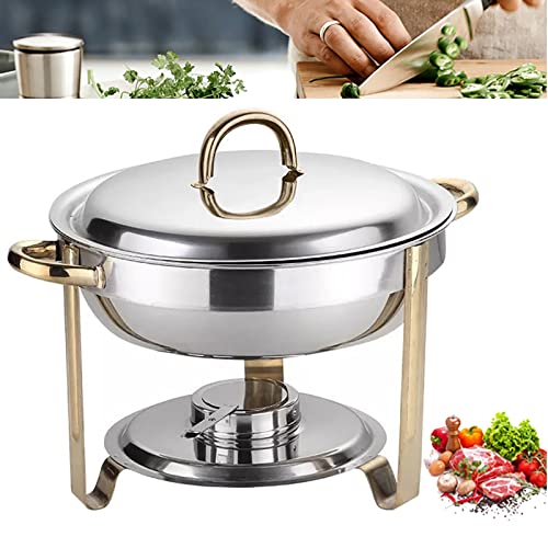 SHZICMY WarmhaltebehäLter füR Speisen, Edelstahl Chafing Dish rund 4 Liter, Runder Speiseofen für den Hausgebrauch mit Glasdeckel von SHZICMY