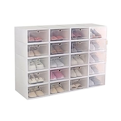 Schuhkarton Schuhbox mit Deckel Stapelbarer Schuhboxen Schuhaufbewahrung Stapelbox Kunststoffschuhkarton (20 Stück) von SHZICMY