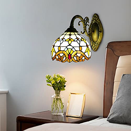 Wandlampen Tiffany Lampe Europäische Dekorative Tiffany Lampe Schlafzimmerlicht,Kreativ LED Wandleuchte Wohnzimmer Schlafzimmer Beleuchtung Deko Kuppel Wandlamp von SHZICMY
