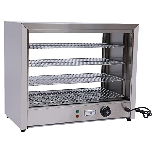 SHZICMY Warmhaltevitrine mit Beleuchtung, 4-Etagen Heiße Theke Speisenwärmer Warmhaltetheke 800 W 30-85°C von SHZICMY