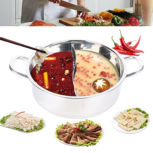 Yin Yang Hot Pot, Shabu Shabu Suppentopf mit Trennwand und Deckel - funktioniert mit allen gängigen Kochfeldern von SHZICMY