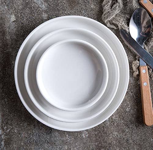SHZMJL Runde Dessert- oder Salatschalen, weiße Porzellan-Speiseteller, Geschirr-Sets, Servierplatte - für den Innen- und Außenbereich, Party und den täglichen Gebrauch (3er-Set) von SHZMJL
