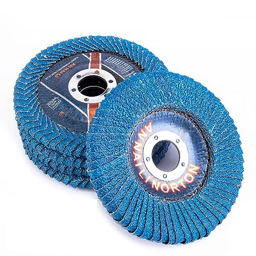 SI FANG Premium Curve Flap Disc 60 Körnung, 115x22.2 mm Winkelschleifer Schleifscheiben Fächerrad, 4 1/2 Zoll U-Type Round Zirconia Abrasive for Grinding, Sanding, Metal Weld Removal -2 Stück von SI FANG