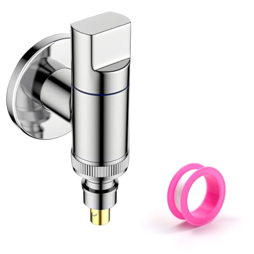 SI SEN Waschmaschinen-Winkelventil,Wasserhahn-Wasserstopper,Messing-Wasserstopp-Schnellöffnungs-Winkelventil, Waschmaschinenanschluss, Wasserhahn Waschmaschine, für Waschmaschinen Ventil (Silber) von SI SEN
