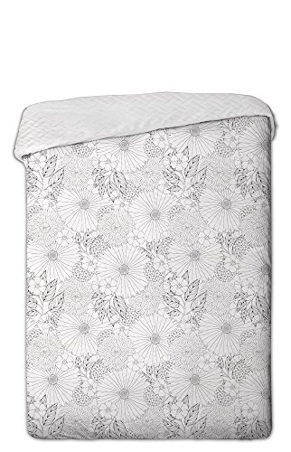 Sisomdos Flower Grey Tagesdecke Bouti Bett 90 cm von Sisomdos