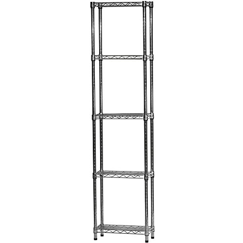 Shelving Inc. 20,3 x 45,7 x 182,9 cm (T x B x H) Chrom-Draht-Regal mit 5 Regalböden, Tragkraft 362,9 kg pro Regal von SI