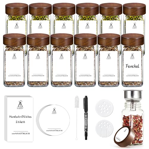 SIAZIH 12 quadratische Flaschen mit Akazienholzdeckeln, Gewürzdosen Set 12 Stk, Spice Jars 120ML, Versiegelt Gewürzglas, Gewurzglaserset Für Gewürzregal Gewürzständer, Gewürzgläser Mit Holzdeckel SIAZIH 12 quadratische Flaschen mit Akazienholzdeckeln, Gewürzdosen Set 12 Stk, Spice Jars 120ML, Versiegelt Gewürzglas, Gewurzglaserset Für Gewürzregal Gewürzständer, Gewürzgläser Mit Holzdeckel von SIAZIH