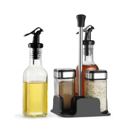 SIAZIH Drehbares Gewürzgläser Set, 2 x 120 ml Gewürzgläser eckig, 1 x Gewürzregal, 2 x 200 ml Essig-Öl-Flaschen, Gewürzdosen für Gewürze, Salz SIAZIH Drehbares Gewürzgläser Set, 2 x 120 ml Gewürzgläser eckig, 1 x Gewürzregal, 2 x 200 ml Essig-Öl-Flaschen, Gewürzdosen für Gewürze, Salz von SIAZIH