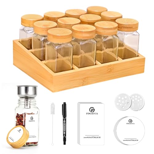 SIAZIH Umweltfreundliches Gewürzregal Holz mit 12 Bambusfächern | 12 120ml-Gewürzgläser Drawer Organizer | Gewürzregal mit Gläsern Gewürzetiketten | Gewürzregal Stehend | Gewürz Organizer SIAZIH Umweltfreundliches Gewürzregal Holz mit 12 Bambusfächern | 12 120ml-Gewürzgläser Drawer Organizer | Gewürzregal mit Gläsern Gewürzetiketten | Gewürzregal Stehend | Gewürz Organizer von SIAZIH