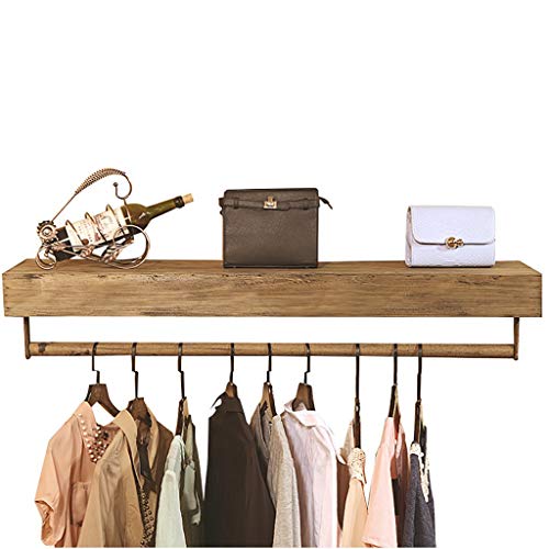 SIBEG Wand-Kleiderständer aus Holz, industrielles Kleiderregal mit Kleiderstange aus Holz, kommerzieller Kleiderständer (Größe: 80 x 31 x 20 cm) von SIBEG