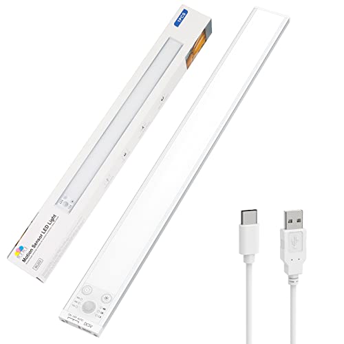 SIBI 1 Packung 128 LED Bewegungsmelder Unterschrank Küche Lichter Innen Wiederaufladbar, Dimmbar & Timing, Unterschrankbeleuchtung Küchenleuchten, Kabellose Schrank-Treppen-Wandleuchten Innen - 40 cm von SIBI LIGHTING