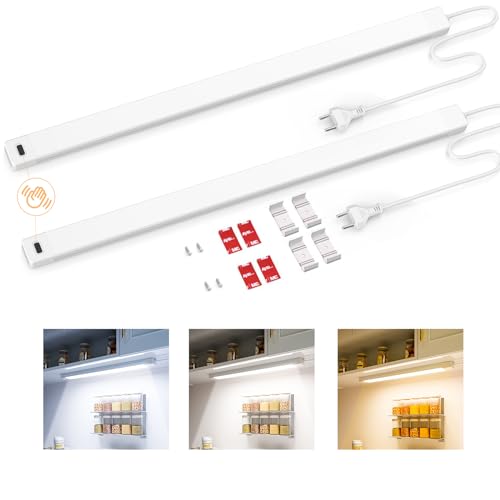 SIBI LIGHTING Led Unterbauleuchte Dimmbar, 41cm 5 Farbmodi Lichtleiste mit Berührungsloser Sensor, Led Küchenunterbauleuchte Unterschrank Beleuchtung für Küchen,Schrank,Werkbank, 2 Stück von SIBI LIGHTING