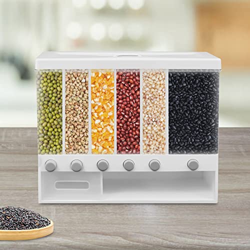 SICHENSH 6 Gitter Müslispender Küche Trockenfutterspender mit 5 entfernbare Partitionen Cerealienspender Cornflakes Spender Müslibehälter Küche Reis Wandmontierter Trockenfutterspender | EU Stock von SICHENSH