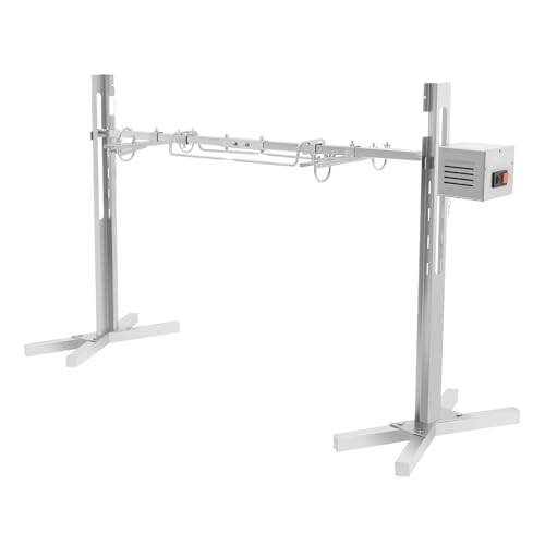 SICHENSH Edelstahl Spanferkelgrill mit Motor, Edelstahl-Drehspießröster, Elektrisches Edelstahl Grillspieß Set mit Doppelte U-förmige Haken, Spießbratengrill für Spanferkel und Lämmer von SICHENSH